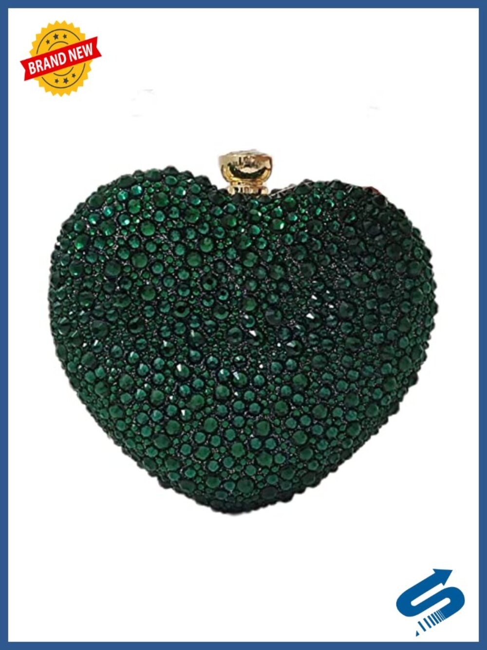 Rhinestone Heart Shape Clutch Purse Mini Evening Handbag Wedding Party Bag